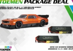 ARRMA FELONY 6S BLX 1/7 Brushless Street Basher Muscle Car 4WD RTR Oranje + Gens Ace Bashing Series 8000mAh