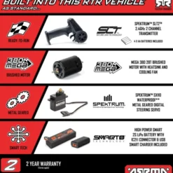 ARRMA 1/16 Quake Grom 4×4 Brushed Monster Truck RTR Paars compleet met Spektrum 7.4V 1400mAh 2S LiPo accu en USB-C lader