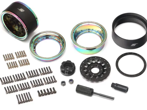 Boom Racing ProBuild™ 1.9″ R12 Adjustable Offset Aluminum Beadlock Wheels (2) Neo Chrome/Matte Black – BRPB017NEOMBK