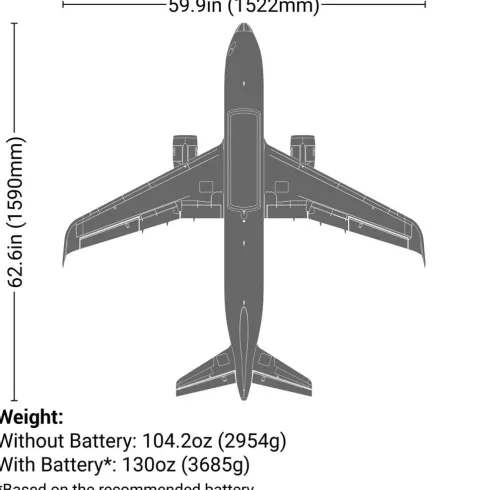 E-Flite Airbus A320neo Twin 64mm EDF BNF Basic with AS3X+ and SAFE Select Base White