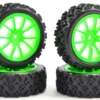 Fastrax 1/10 offroad rally banden met green velgen 4 stuks