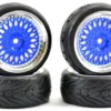Fastrax 1/10 onroad banden met blue/chrome velgen 4 stuks