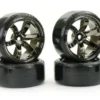 FASTRAX 1/10 Street/Drift Tyre 6-Spoke Wheel (6mm Offset) Grijs Chrome