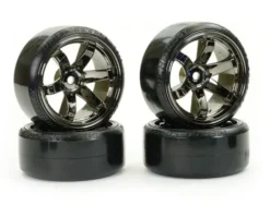 FASTRAX 1/10 Street/Drift Tyre 6-Spoke Wheel (6mm Offset) Grijs Chrome