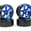FASTRAX 1/10 Street/Drift Tyre 6-Spoke Wheel (6mm Offset) Blauw Chrome