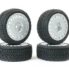 FASTRAX 1/10TH RALLY ANGLE TYRE/WHEEL SET SILVER (4)