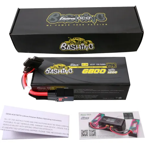 Gens ace G-Tech 6800mAh 22.8V 120C 6S1P Lipo Battery Pack with QS8 Bashing Series (Kraken RC)