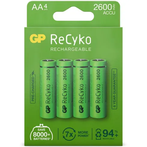 GP AA batterij Oplaadbaar GP NiMH 2600 mAh ReCyko 1,2V 4 stuks