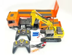 HUINA 1/24 2.4G 9-kanaals RC Platform Trailer en 6-kanaals Excavator Set (Versie 2024)