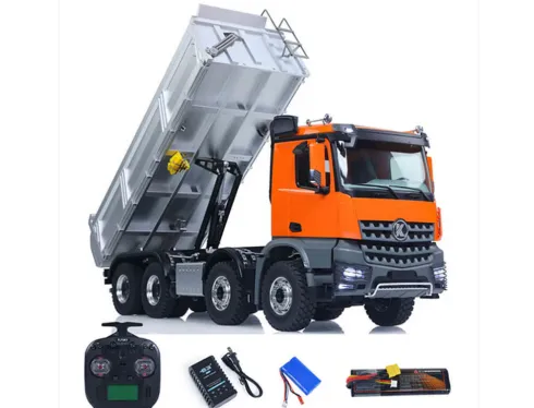 Huina K5701 1/14 Kabolite Metalen Hydraulische Dump Truck 8×8 Metaal 2-Speed Oranje