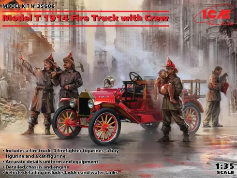 ICM Model T 1914 Fire Truck with Crew 1:35 Bouwpakket