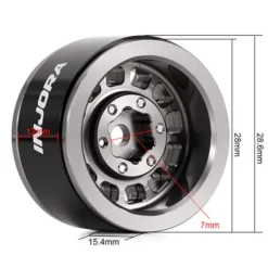 INJORA 1.0” Aluminium Beadlock Velgen Titanium – 0mm Offset – Set van 4 (W1056)