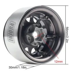 INJORA CNC Aluminium 1.9 Inch Beadlock Velgen Set (4 stuks) voor 1/10 RC Crawler Gun Metal / Zwart