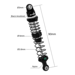 INJORA DRX Dual-Rate Spring Oil Shocks voor 1/10 RC Crawlers 90mm – BZ-05BS-90