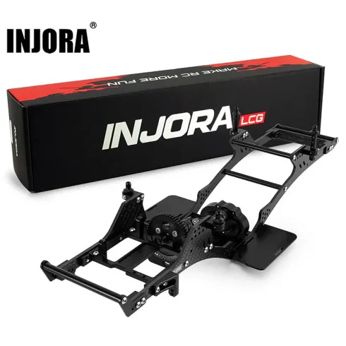 INJORA Front-Mounted Transmission LCG Carbon Fiber Chassis Kit voor 1/10 RC Crawlers – INC-10F
