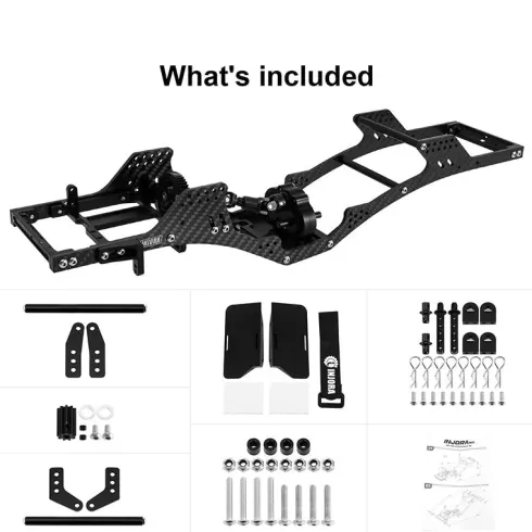 INJORA Front-Mounted Transmission LCG Carbon Fiber Chassis Kit voor 1/10 RC Crawlers – INC-10F