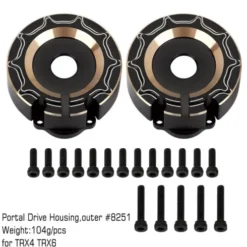 INJORA Messing Portal Drive Housing met Zwarte Coating voor TRX-4 & TRX-6 – 1/10 RC Crawler