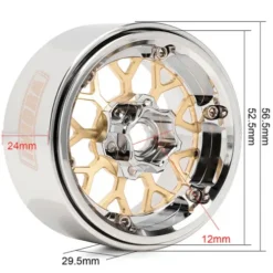 INJORA 1.9″ ModuWheel Beadlock Wielen Brass & Aluminium, -9,65mm Offset voor 1/10 RC Crawlers – YQW-MW1905SR