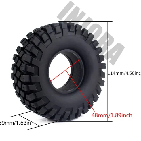 INJORA 1.9” Rubber Rocks Banden – 114×39mm – Set van 4