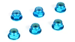 Losi 4mm Aluminum Serrated Lock Nuts, Blue (6) – TLR336001
