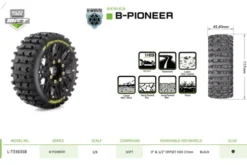 Louise RC MFT B-PIONEER 1/8 Buggy Banden Set – Gemonteerd – Zacht – Zwarte Spaakwielen – Verwisselbare 0″ & 1/2″ Offset Hex 17mm (L-T3363SB)