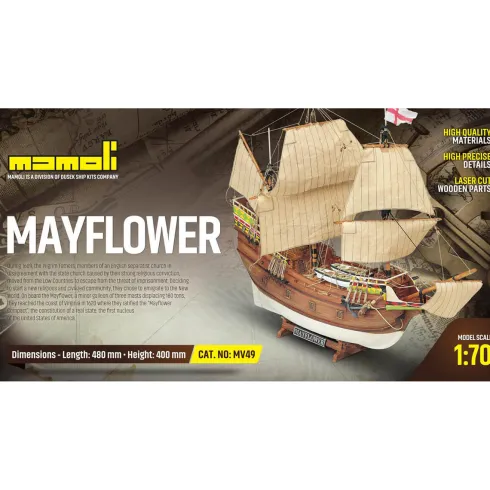 Mamoli Mayflower Koopvaardijschip houten scheepsmodel 1:70