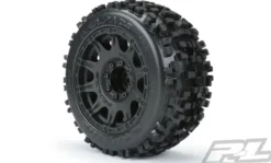 Proline Badlands 3.8″ All Terrain Tires Mounted for 17mm MT Front or Rear, Mounted on Raid Black 8×32 Removable Hex 17mm Wheels