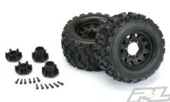 Proline Badlands MX28 2.8″ All Terrain Tires Mounted for Stampede 2wd & 4wd Front and Rear, Mounted on Raid Black 6×30 Removable Hex Wheels – PRO1012510