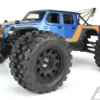 Proline Badlands MX38 HP 3.8″ All Terrain BELTED Tires Mounted for 17mm MT Front or Rear, Mounted on Raid Black 8×32 Removable Hex 17mm Wheels – PRO1016610