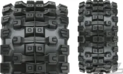 Proline Badlands MX38 HP 3.8″ All Terrain BELTED Tires Mounted for 17mm MT Front or Rear, Mounted on Raid Black 8×32 Removable Hex 17mm Wheels – PRO1016610