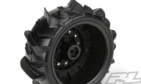 Proline Dumont Paddle SC 2.2″/3.0″ Sand/Snow Tires Mounted for Slash 2wd & Slash 4×4 Front or Rear, Mounted on Raid Black 6×30 Removable Hex Wheels – PRO1018510
