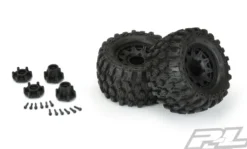 Proline Hyrax 2.8″ All Terrain Tires Mounted for Stampede 2wd & 4wd Front and Rear, Mounted on Raid Black 6×30 Removable 12mm Hex Wheels