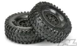 Proline Hyrax 1.9″ G8 Rock Terrain Truck Tires Mounted for Rock Crawler Front or Rear, Mounted on Impulse 1.9″ Black Plastic Internal Bead-Loc Wheels