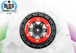 Pro Line 1/10 Split Six Front 2.2″/3.0″ 12mm Short Course Wheels (2) Red/Blk – PRO271404