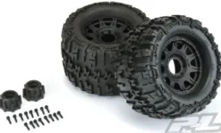 Proline Trencher X 3.8″ All Terrain Tires Mounted for 17mm MT Front or Rear, Mounted on Raid Black 8×32 Removable Hex 17mm Wheels