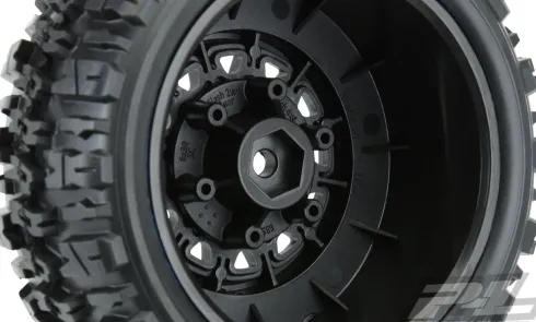 Proline Trencher X SC 2.2″/3.0″ All Terrain Tires Mounted for Slash 2wd & Slash 4×4 Front or Rear, Mounted on Raid Black 6×30 Removable Hex Wheels