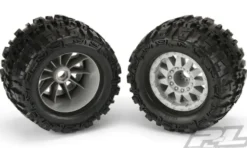 Proline Trencher X 3.8″ (Traxxas Style Bead) All Terrain Tires Mounted for 17mm MT Front or Rear, Mounted on F-11 Stone Gray 1/2″ Offset 17mm Wheels