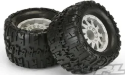 Proline Trencher X 3.8″ (Traxxas Style Bead) All Terrain Tires Mounted for 17mm MT Front or Rear, Mounted on F-11 Stone Gray 1/2″ Offset 17mm Wheels