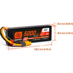Spektrum 7.4V 5000mAh 2S 50C Smart G2 Hardcase LiPo Battery met IC5 stekker