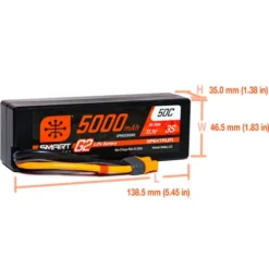 Spektrum 11.1V 5000mAh 3S 50C Smart LiPo G2 Hard Case IC3 – SPMX53S50H3