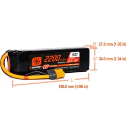 Spektrum 14.8V 2200mAh 4S 50C Smart LiPo G2 IC3
