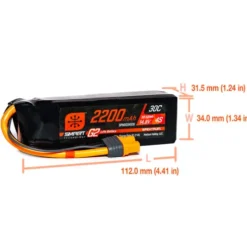 Spektrum 14.8V 2200mAh 4S 30C Smart LiPo G2 IC3