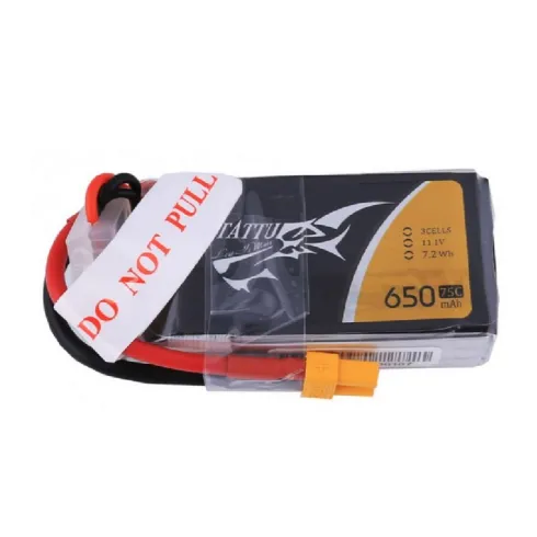 Tattu 650mAh 11.1V 75C-150C 3S1P Lipo batterij met XT30 stekker