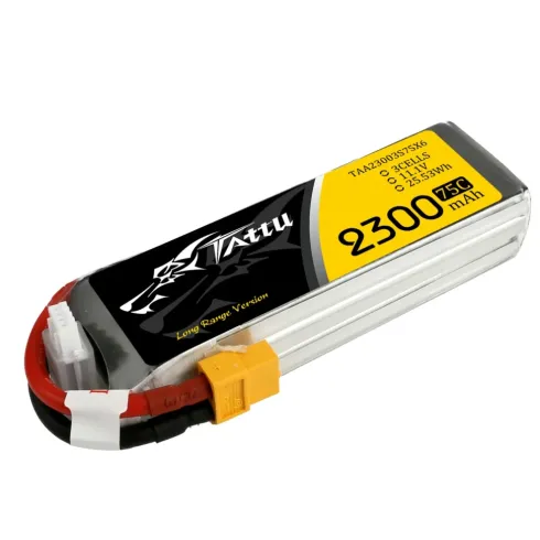 Tattu 2300mAh 11.1V 75C 3S1P LiPo Accu met XT60 Stekker