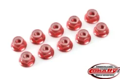 Team Corally – Aluminium Nylstop Nut M3 – Flanged – Red – 10 pcs