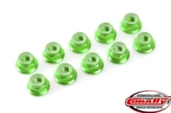 Team Corally – Aluminium Nylstop Nut M3 – Flanged – Green – 10 pcs