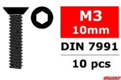 Team Corally – Staal schroeven M3 x 10mm – Verzonkenkop binnenzeskant – 10 st – C-3002-30-10