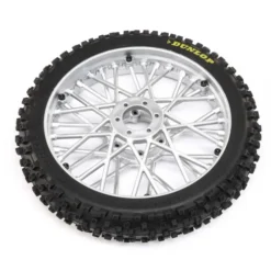Team Losi Dunlop MX53 Front Tire Mounted, Chrome: Promoto-MX – LOS46006