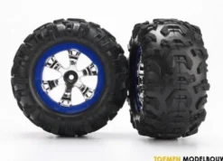 Tires and wheels assembled – blue beadlock style wheels – TRX7274