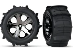 Tires & wheels, assembled, glued (2.8″) (All-Star black chrome wheels, paddle tires, foam inserts) (rear) (2) (TSM rated)